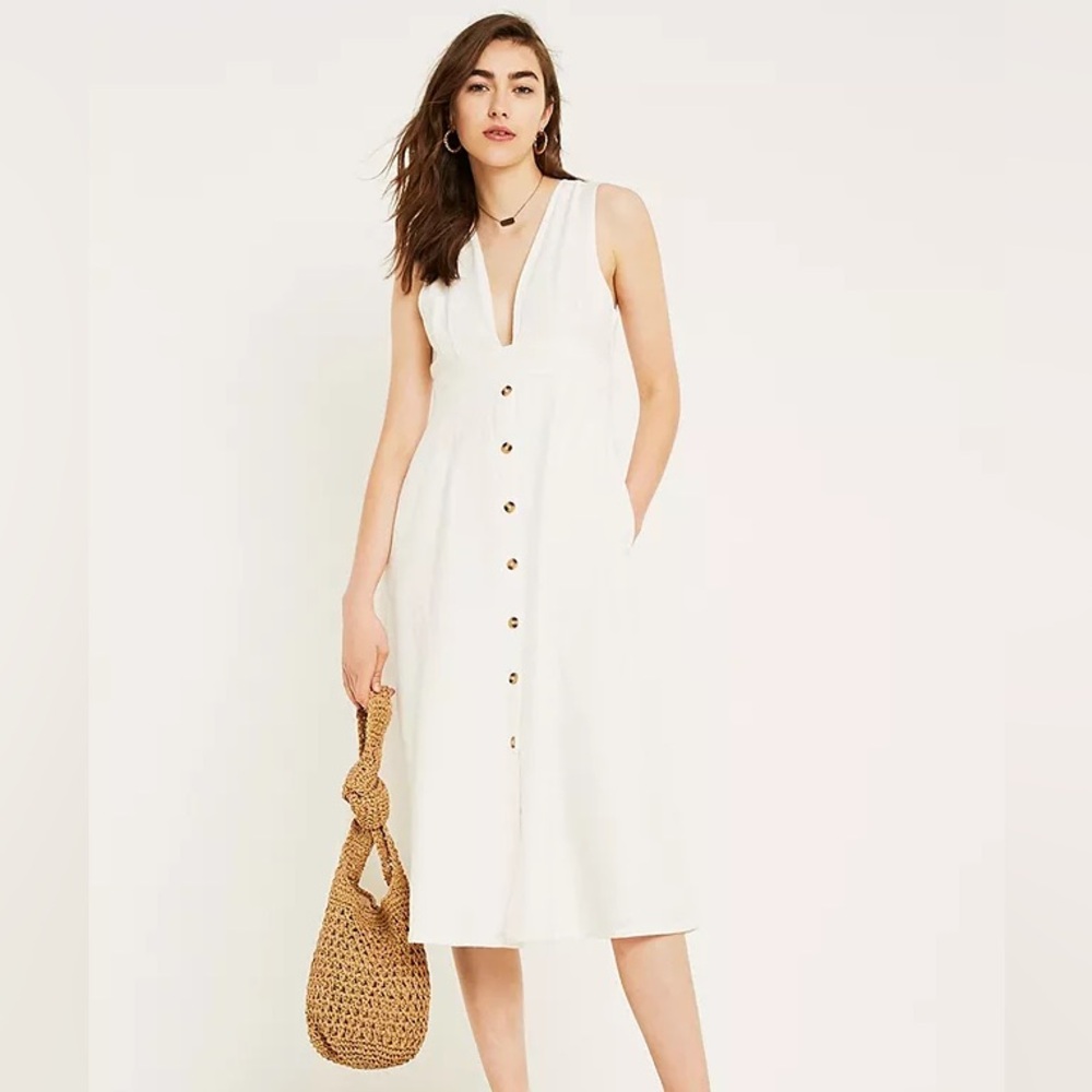 Urban Outfitters White Sleeveless Midi Sundress
